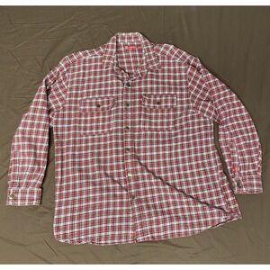 McCormick Farmall IH Red Plaid Flannel Shirt Men's 2XL 100% Cotton Button Up